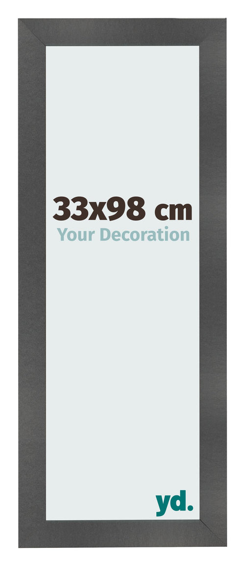 Cadre Photo 33x98cm Noir Argent Poli MDF Pisa De Face Mesure | Yourdecoration.fr