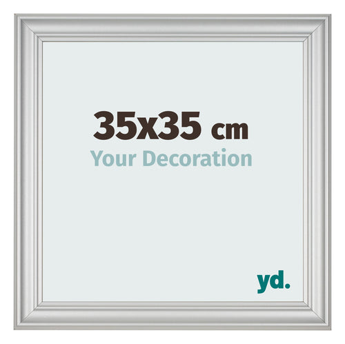 Cadre Photo 35x35cm Argent Mat MDF Lazio De Face Mesure | Yourdecoration.fr