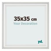 Cadre Photo 35x35cm Blanc Patine MDF Lazio De Face Mesure | Yourdecoration.fr