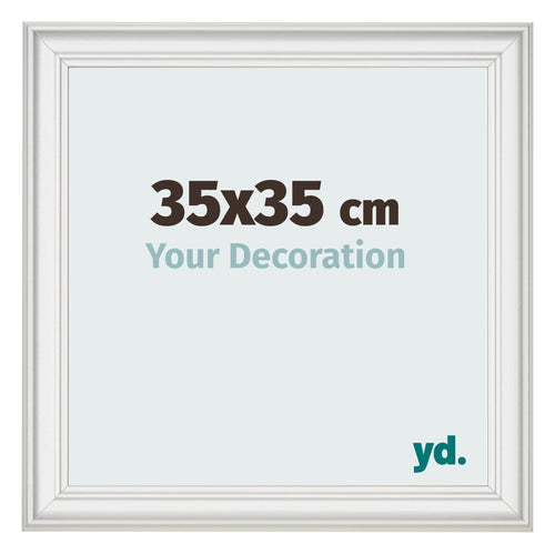 Cadre Photo 35x35cm Blanc Patine MDF Lazio De Face Mesure | Yourdecoration.fr