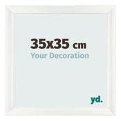 Cadre Photo 35x35cm Blanc Vintage MDF Pisa De Face Mesure | Yourdecoration.fr