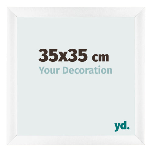 Cadre Photo 35x35cm Blanc Vintage MDF Pisa De Face Mesure | Yourdecoration.fr