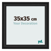 Cadre Photo 35x35cm Noir Grain de Bois MDF Lazio De Face Mesure | Yourdecoration.fr