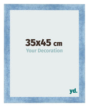 Cadre Photo 35x45cm Bleu Brillant Patine MDF Pisa De Face Mesure | Yourdecoration.fr