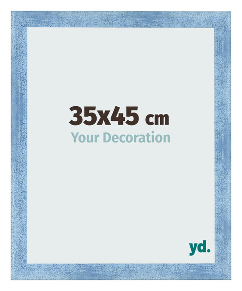 Cadre Photo 35x45cm Bleu Brillant Patine MDF Pisa De Face Mesure | Yourdecoration.fr