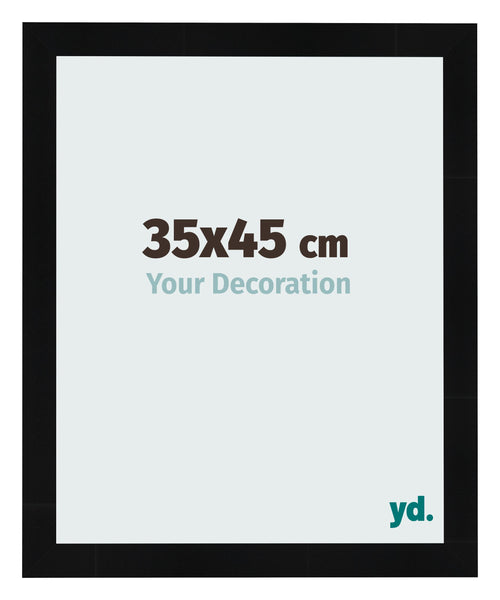 Cadre Photo 35x45cm Noir Argent Poli MDF Pisa De Face Mesure | Yourdecoration.fr