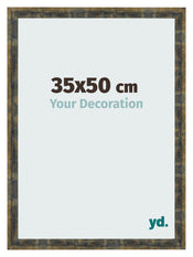 Cadre Photo 35x50cm Bleu Or Melange MDF Pisa De Face Mesure | Yourdecoration.fr