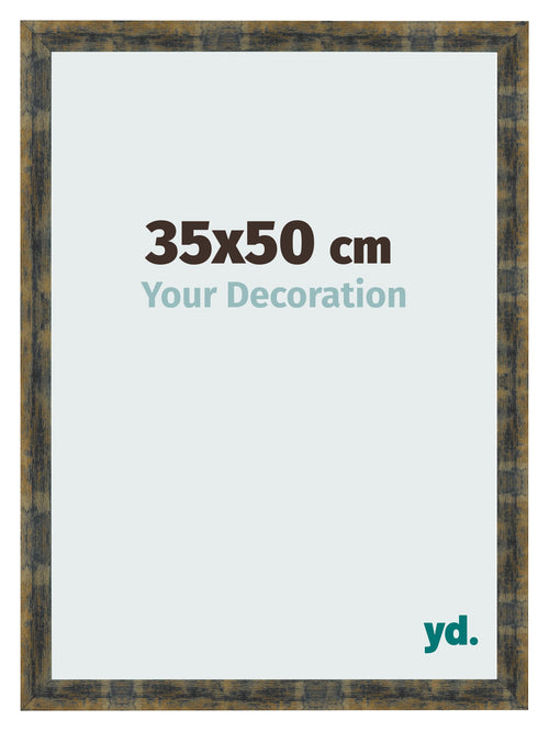 Cadre Photo 35x50cm Bleu Or Melange MDF Pisa De Face Mesure | Yourdecoration.fr