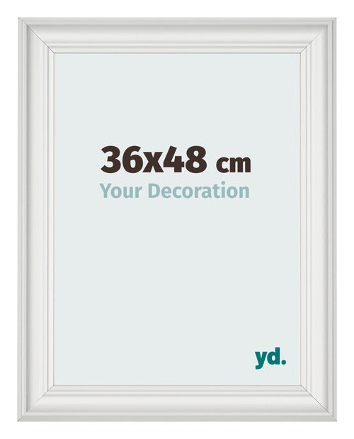 Cadre Photo 36x48cm Blanc Patine MDF Lazio De Face Mesure | Yourdecoration.fr