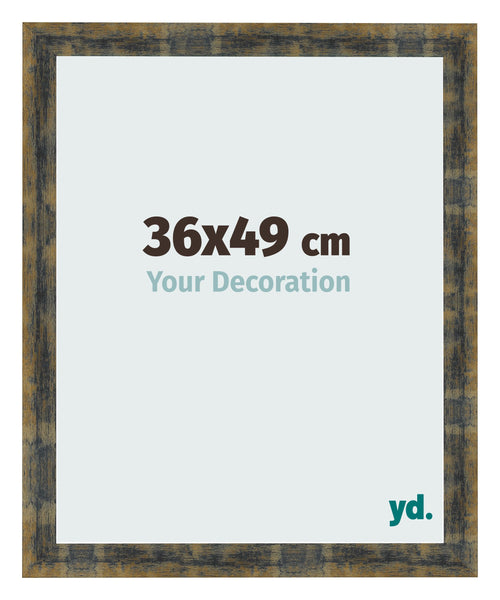 Cadre Photo 36x49cm Bleu Or Melange MDF Pisa De Face Mesure | Yourdecoration.fr
