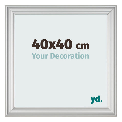 Cadre Photo 40x40cm Argent Mat MDF Lazio De Face Mesure | Yourdecoration.fr