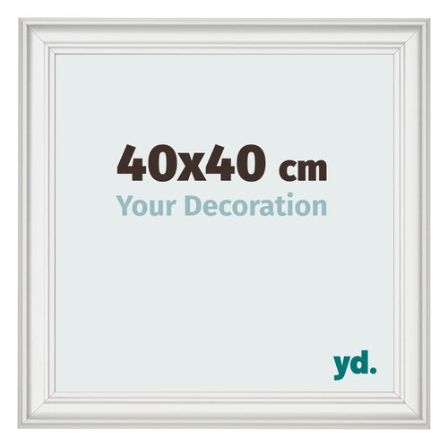 Cadre Photo 40x40cm Blanc Patine MDF Lazio De Face Mesure | Yourdecoration.fr
