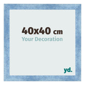 Cadre Photo 40x40cm Bleu Brillant Patine MDF Pisa De Face Mesure | Yourdecoration.fr