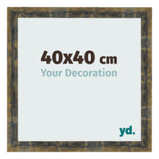 Cadre Photo 40x40cm Bleu Or Melange MDF Pisa De Face Mesure | Yourdecoration.fr