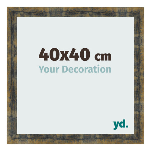 Cadre Photo 40x40cm Bleu Or Melange MDF Pisa De Face Mesure | Yourdecoration.fr