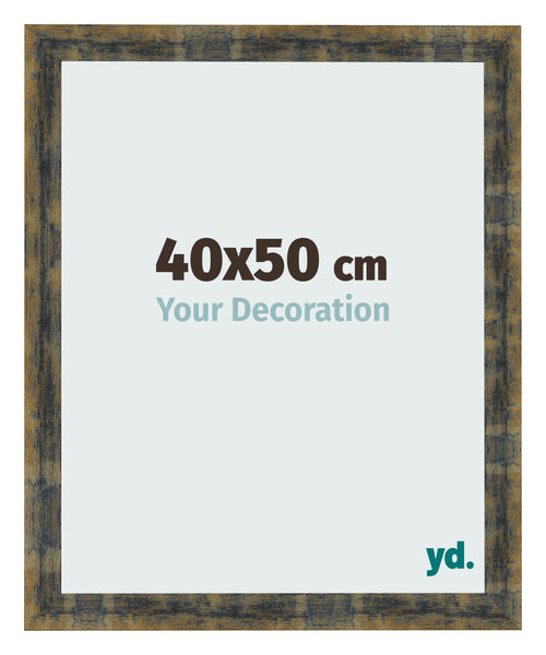 Cadre Photo 40x50cm Bleu Or Melange MDF Pisa De Face Mesure | Yourdecoration.fr
