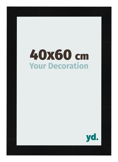 Cadre Photo 40x60cm Noir Argent Poli MDF Pisa De Face Mesure | Yourdecoration.fr