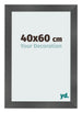Cadre Photo 40x60cm Noir Argent Poli MDF Pisa De Face Mesure | Yourdecoration.fr