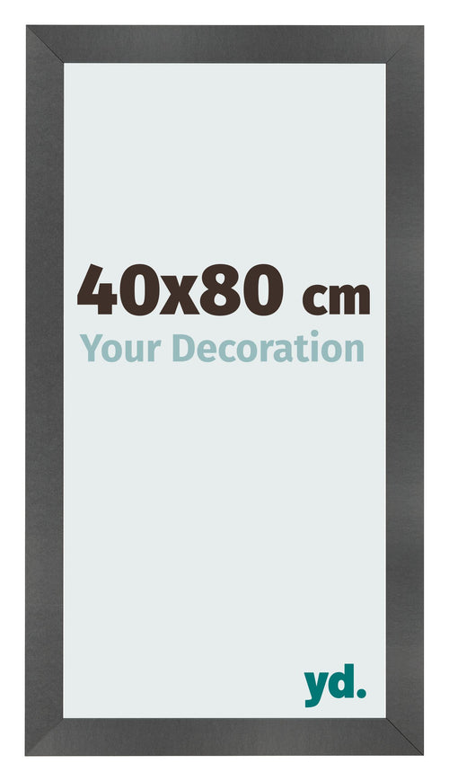 Cadre Photo 40x80cm Noir Argent Poli MDF Pisa De Face Mesure | Yourdecoration.fr