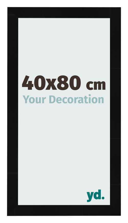 Cadre Photo 40x80cm Noir Argent Poli MDF Pisa De Face Mesure | Yourdecoration.fr