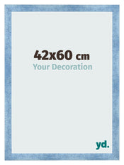 Cadre Photo 42x60cm Bleu Brillant Patine MDF Pisa De Face Mesure | Yourdecoration.fr