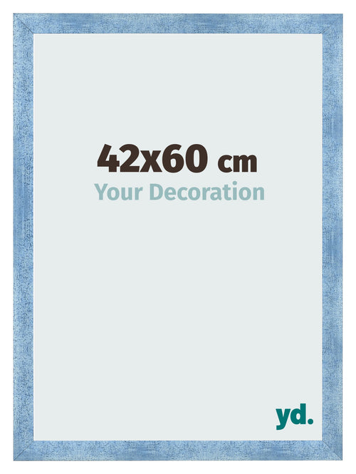 Cadre Photo 42x60cm Bleu Brillant Patine MDF Pisa De Face Mesure | Yourdecoration.fr