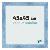Cadre Photo 45x45cm Bleu Brillant Patine MDF Pisa De Face Mesure | Yourdecoration.fr