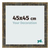 Cadre Photo 45x45cm Bleu Or Melange MDF Pisa De Face Mesure | Yourdecoration.fr