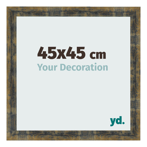Cadre Photo 45x45cm Bleu Or Melange MDF Pisa De Face Mesure | Yourdecoration.fr