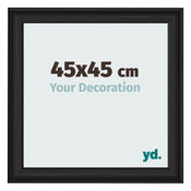 Cadre Photo 45x45cm Noir Grain de Bois MDF Lazio De Face Mesure | Yourdecoration.fr