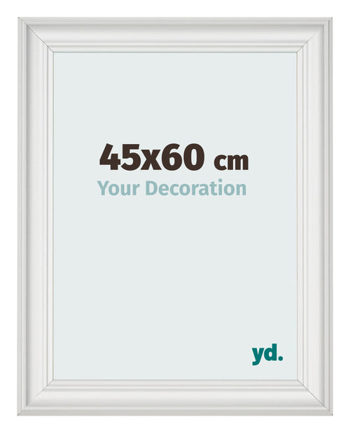 Cadre Photo 45x60cm Blanc Patine MDF Lazio De Face Mesure | Yourdecoration.fr