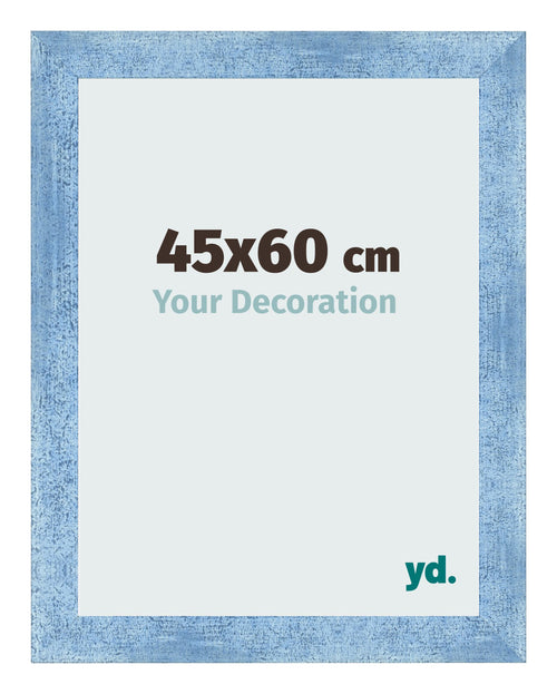 Cadre Photo 45x60cm Bleu Brillant Patine MDF Pisa De Face Mesure | Yourdecoration.fr