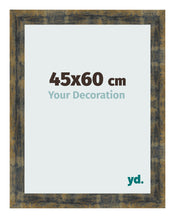 Cadre Photo 45x60cm Bleu Or Melange MDF Pisa De Face Mesure | Yourdecoration.fr