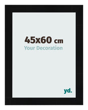 Cadre Photo 45x60cm Noir Argent Poli MDF Pisa De Face Mesure | Yourdecoration.fr