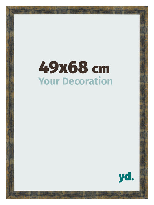 Cadre Photo 49x68cm Bleu Or Melange MDF Pisa De Face Mesure | Yourdecoration.fr