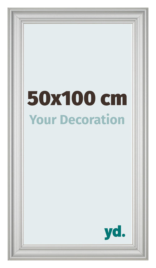 Cadre Photo 50x100cm Argent Mat MDF Lazio De Face Mesure | Yourdecoration.fr