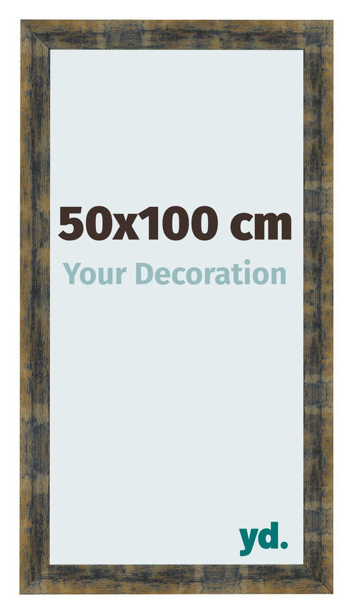 Cadre Photo 50x100cm Bleu Or Melange MDF Pisa De Face Mesure | Yourdecoration.fr