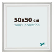Cadre Photo 50x50cm Blanc Patine MDF Lazio De Face Mesure | Yourdecoration.fr