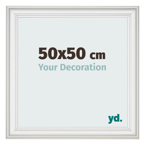 Cadre Photo 50x50cm Blanc Patine MDF Lazio De Face Mesure | Yourdecoration.fr