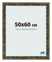 Cadre Photo 50x60cm Bleu Or Melange MDF Pisa De Face Mesure | Yourdecoration.fr