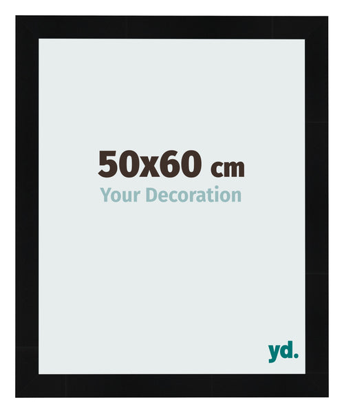 Cadre Photo 50x60cm Noir Argent Poli MDF Pisa De Face Mesure | Yourdecoration.fr