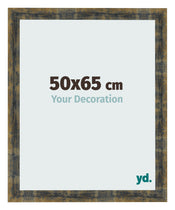 Cadre Photo 50x65cm Bleu Or Melange MDF Pisa De Face Mesure | Yourdecoration.fr