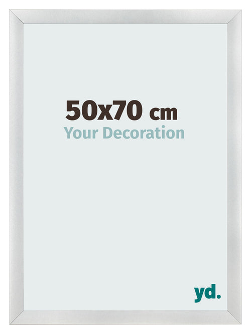 Cadre Photo 50x70cm Argent Noir Patine MDF Pisa De Face Mesure | Yourdecoration.fr