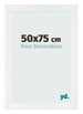 Cadre Photo 50x75cm Blanc Vintage MDF Pisa De Face Mesure | Yourdecoration.fr