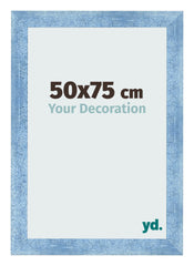 Cadre Photo 50x75cm Bleu Brillant Patine MDF Pisa De Face Mesure | Yourdecoration.fr