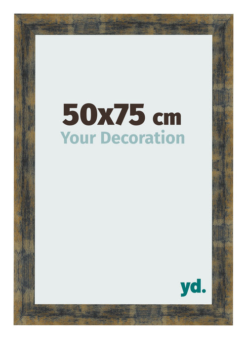 Cadre Photo 50x75cm Bleu Or Melange MDF Pisa De Face Mesure | Yourdecoration.fr