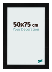 Cadre Photo 50x75cm Noir Argent Poli MDF Pisa De Face Mesure | Yourdecoration.fr