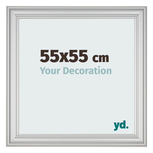 Cadre Photo 55x55cm Argent Mat MDF Lazio De Face Mesure | Yourdecoration.fr