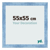 Cadre Photo 55x55cm Bleu Brillant Patine MDF Pisa De Face Mesure | Yourdecoration.fr