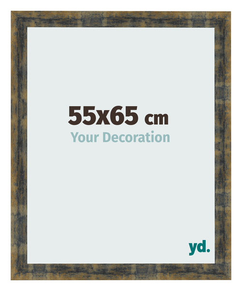 Cadre Photo 55x65cm Bleu Or Melange MDF Pisa De Face Mesure | Yourdecoration.fr